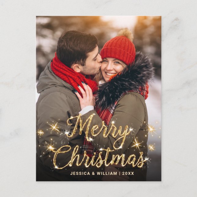 Modern Sparkle PHOTO Christmas Greeting Card (Front)