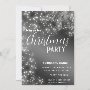 Modern Sparkle  pine branch corporate Christmas  Invitation
