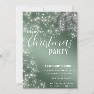 Modern Sparkle  pine branch corporate Christmas  Invitation