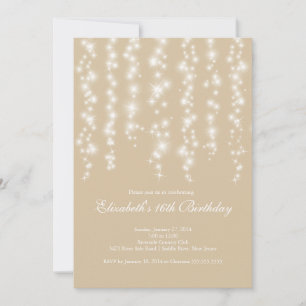 Modern Sparkle tan Sweet Sixteen Birthday Party Invitation