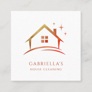 Modern Sparkling House Cleaning Service Square Business Card