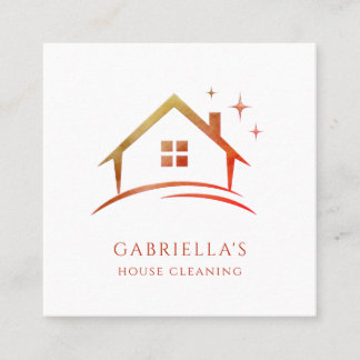 Modern Sparkling House Cleaning Service Square Business Card