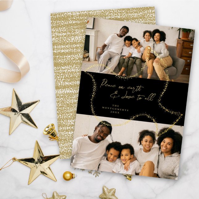 Modern Sparkling Peaceful Dove Stylish 2 Photo Foil Holiday Card (Creator Uploaded)