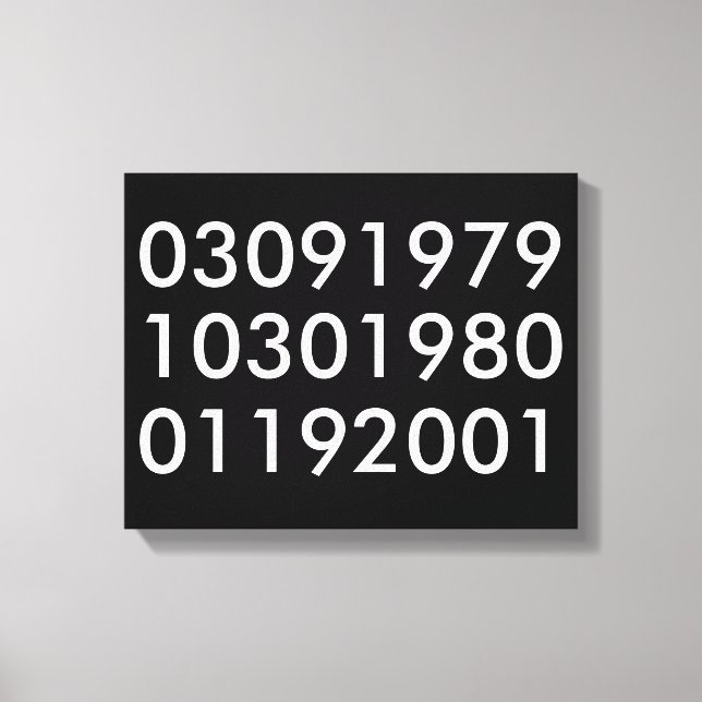 Modern Special Dates Canvas Print (Front)