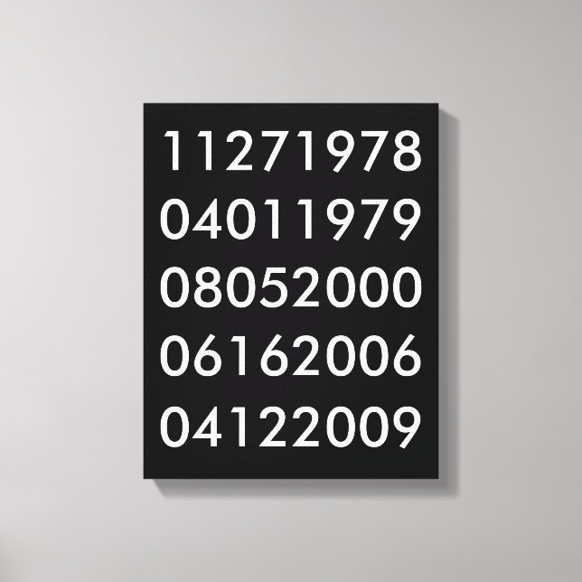 Modern Special Dates Canvas Print (Front)