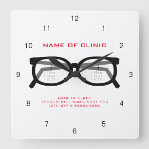 Modern Spectacles and Eye Chart For Eye Clinic Square Wall Clock