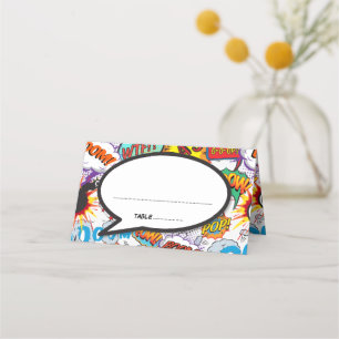Modern Speech Bubble Fun Retro Comic Book Wedding Place Card