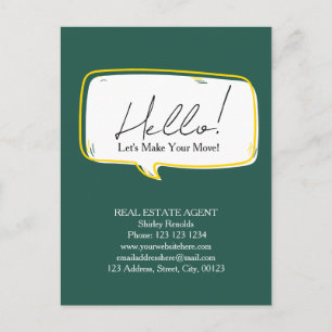 Modern speech bubble Real Estate Green sticker Postcard