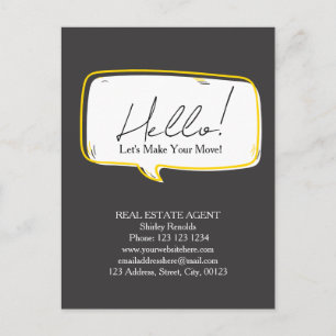 Modern speech bubble Real Estate grey sticker Postcard