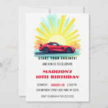 Modern Speed Racing Red Sport Car Birthday