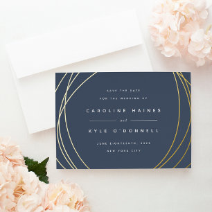 Modern Spheres Foil Save the Date Card