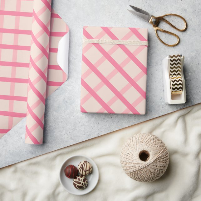 Modern Spicy Red Pink Geometric  Wrapping Paper (Crafts)