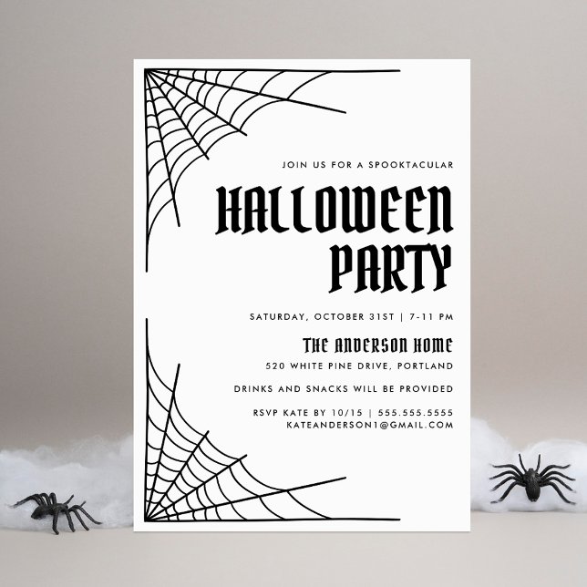 Modern Spider Web Halloween Party Invitation (Creator Uploaded)