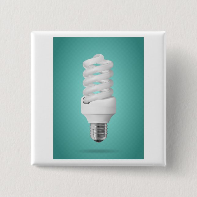 Modern Spiral Compact Fluorescent Lightbulb 15 Cm Square Badge (Front)