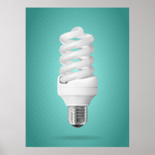 Modern Spiral Compact Fluorescent Lightbulb Poster