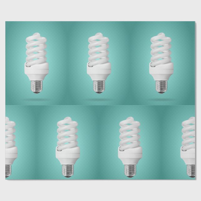 Modern Spiral Compact Fluorescent Lightbulb Wrapping Paper (Flat)