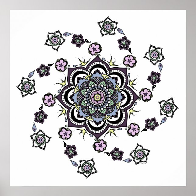 Modern spiral flower mandala poster (Front)