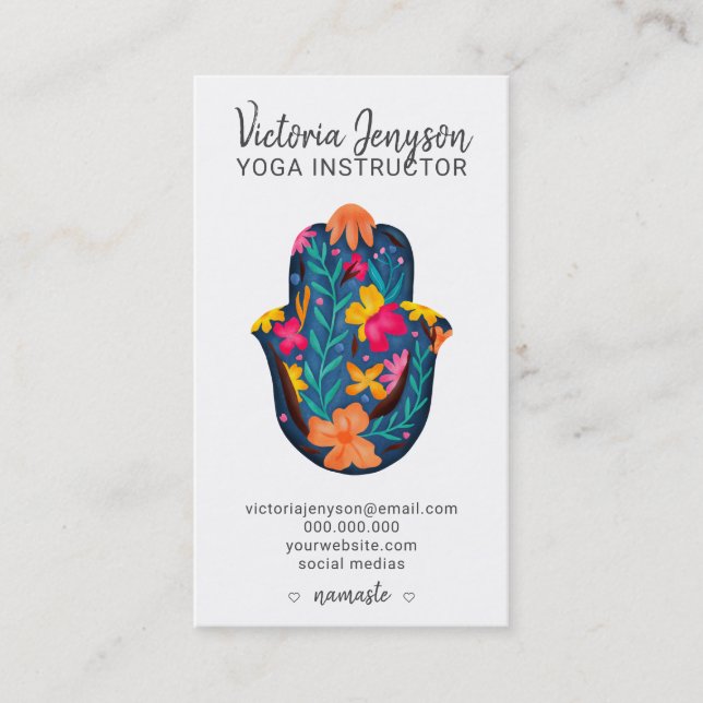 Modern spiritual meditation hamsa yoga business card (Front)