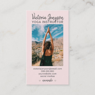 Modern spiritual meditation photo yoga blush business card