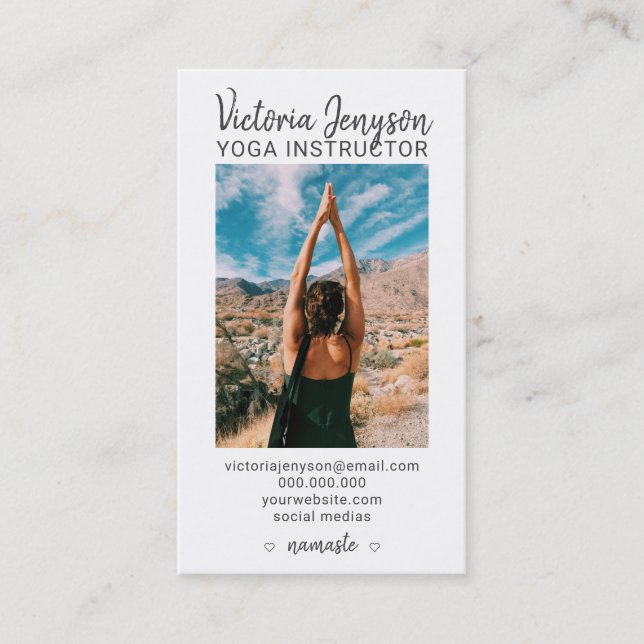 Modern spiritual meditation photo yoga business card (Front)