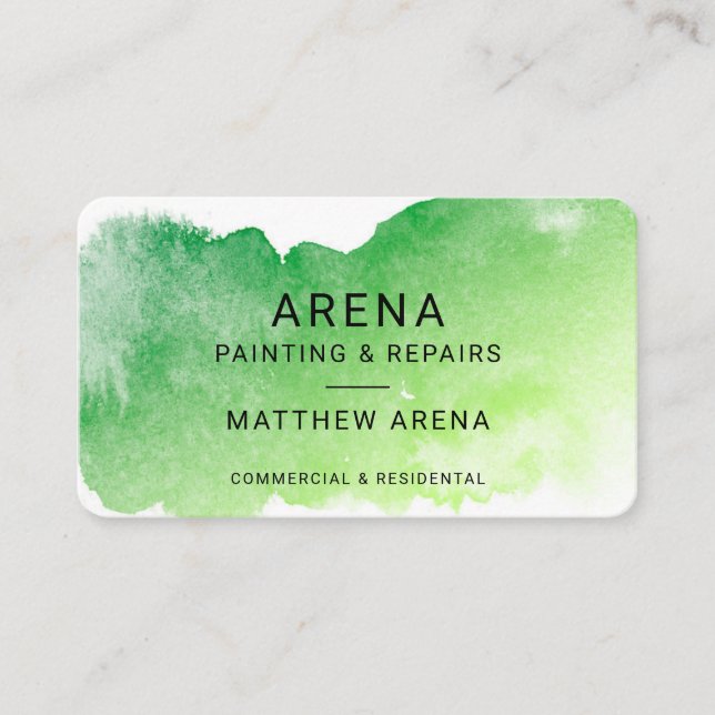 Modern Splash Green Painter Business Card (Front)