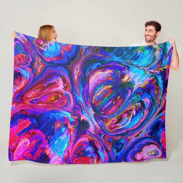Modern Splash of Purple Hue Paints Fleece Blanket (In Situ)