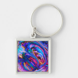 Modern Splash of Purple Hue Paints Key Ring