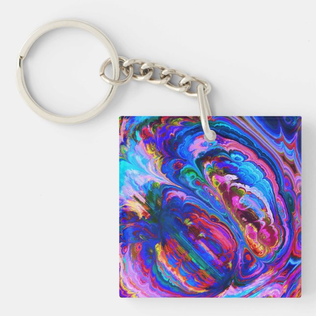 Modern Splash of Purple Hue Paints Key Ring (Front)