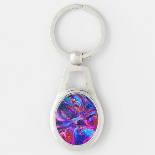Modern Splash of Purple Hue Paints Key Ring