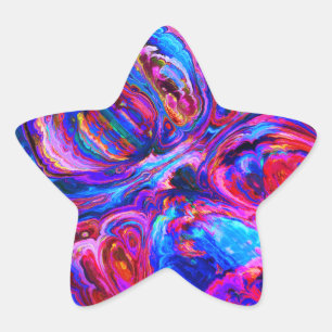 Modern Splash of Purple Hue Paints Star Sticker
