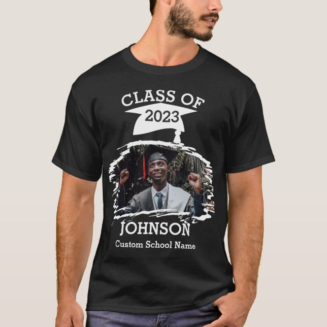 Modern Splash Photo Custom Graduate Class of 2023 T-Shirt (Front)