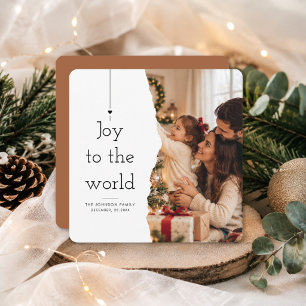 Modern Split Joy To The World Christmas photo Holiday Card