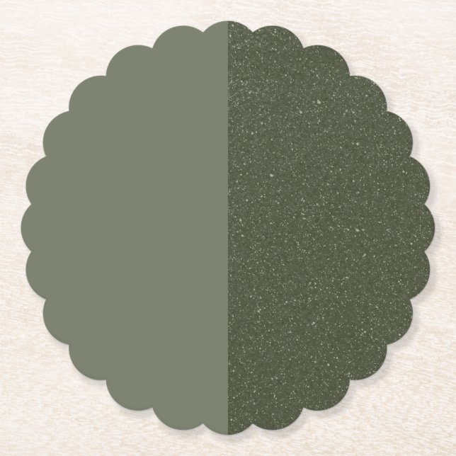 Modern Split Moss Green Paper Coaster – Customise (Front)