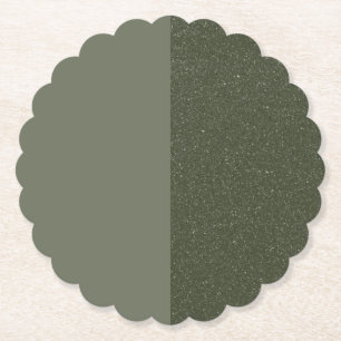 Modern Split Moss Green Paper Coaster – Customize