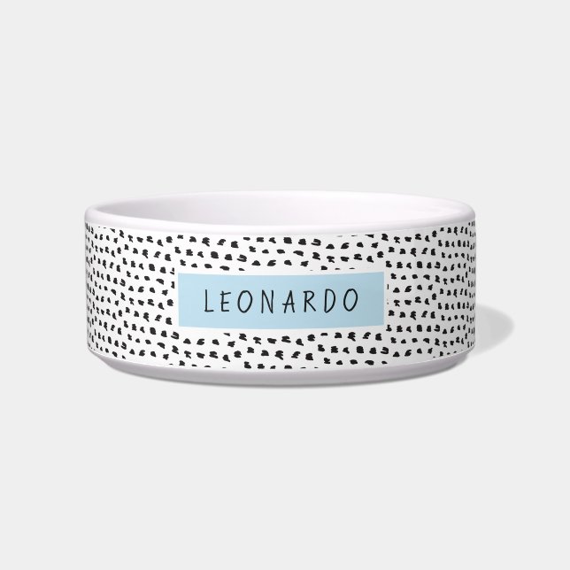 Modern Splotchy Pattern | Personalised | Blue Bowl (Front)