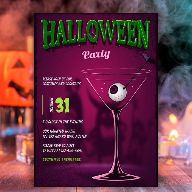 Modern Spooktacular Adult Halloween Cocktail Party Invitation (Creator Uploaded)