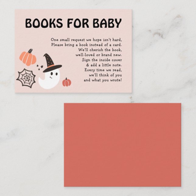Modern Spooky Halloween Books for Baby Shower Enclosure Card (Front/Back)