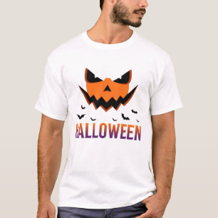Modern Spooky Monster Face Halloween Bats T-Shirt