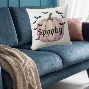 Modern Spooky Pink Pumpkin Cushion