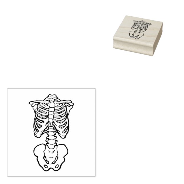 Modern Spooky vintage Skeleton                  Rubber Stamp (Stamped)