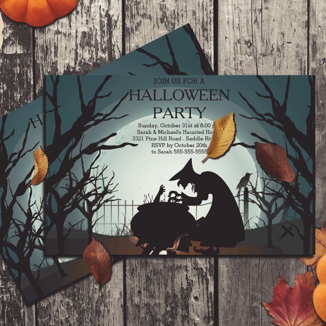 Modern Spooky Witch Halloween Party Invitation (Creator Uploaded)
