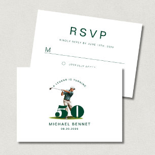 Modern Sport Golfer 50th Birthday RSVP Card