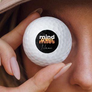 Modern Sport Motivation Black And Orange Bold Typo Golf Balls