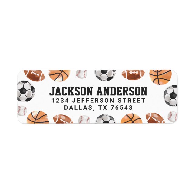 Modern Sports Birthday Return Address (Front)