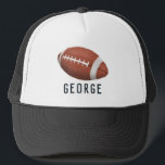 Modern Sports Football Coach Trucker Hat<br><div class="desc">This cute and modern trucker hat features an American football illustration and space for you to add a name. Perfect for sports lovers or gift for a budding athlete. Great for kids or adults,  the perfect football coach gift!</div>