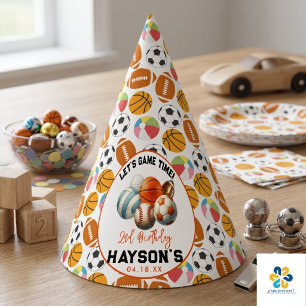 Modern Sports Kids 2nd Birthday party Hat