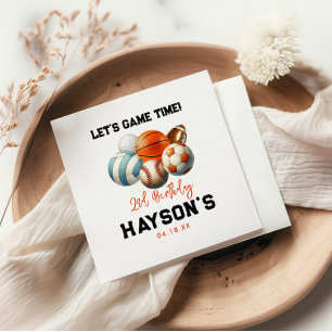 Modern Sports Kids 2nd Birthday party Napkin