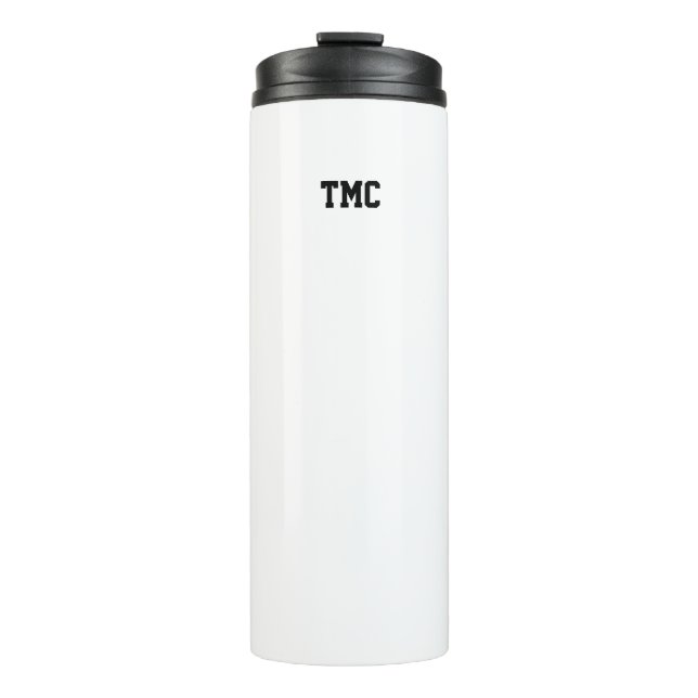 Modern Sports Monogram INITIALS  Black Minimalist  Thermal Tumbler (Front)