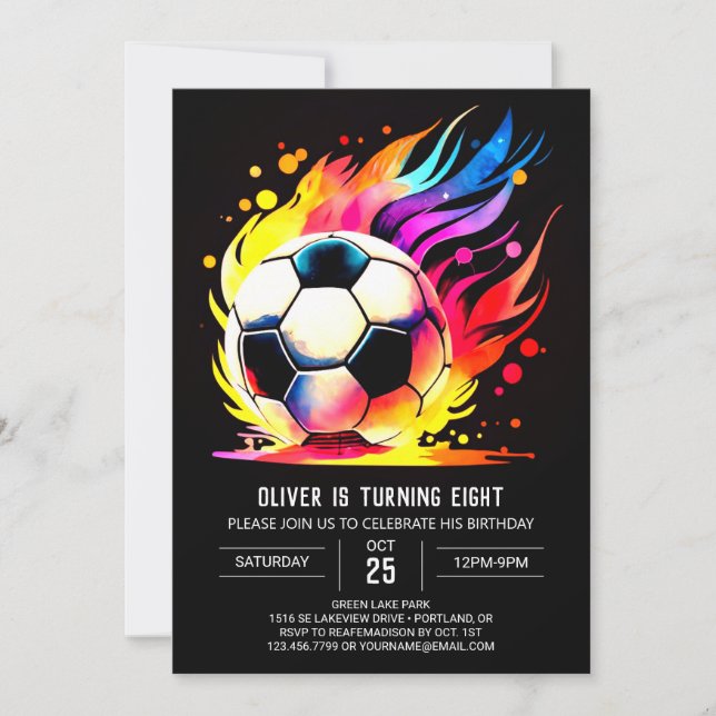 Modern Sports Printable Kids Birthday Invitation (Front)