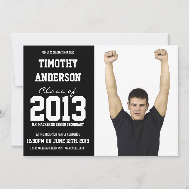 Modern Sports Theme Photo Graduation Party Invitation (Front)